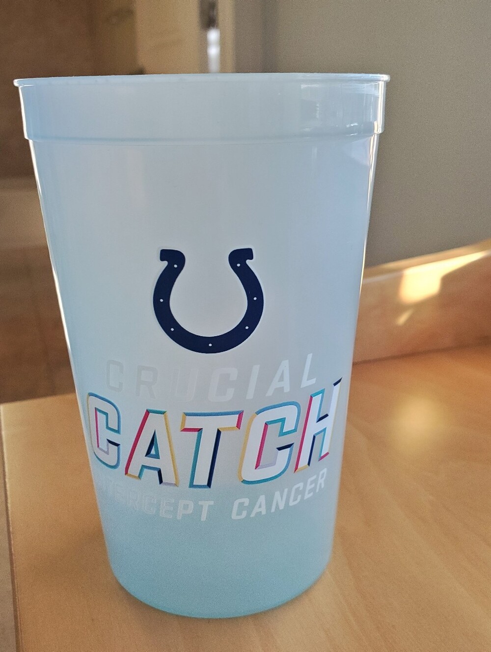 Indianapolis Colts Crucial Catch Intercept Cancer Plastic Cup Never Used